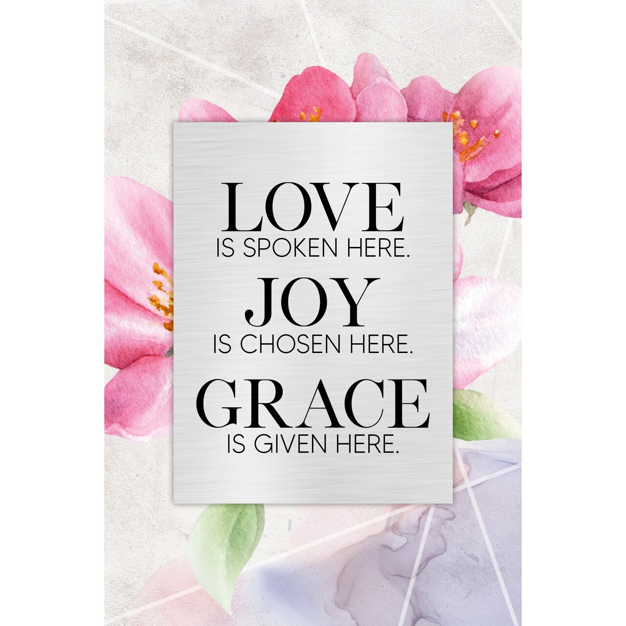 Dexsa Love Is Spoken Here Wood Plaque with Easel and Wall Hanger 6"x9"